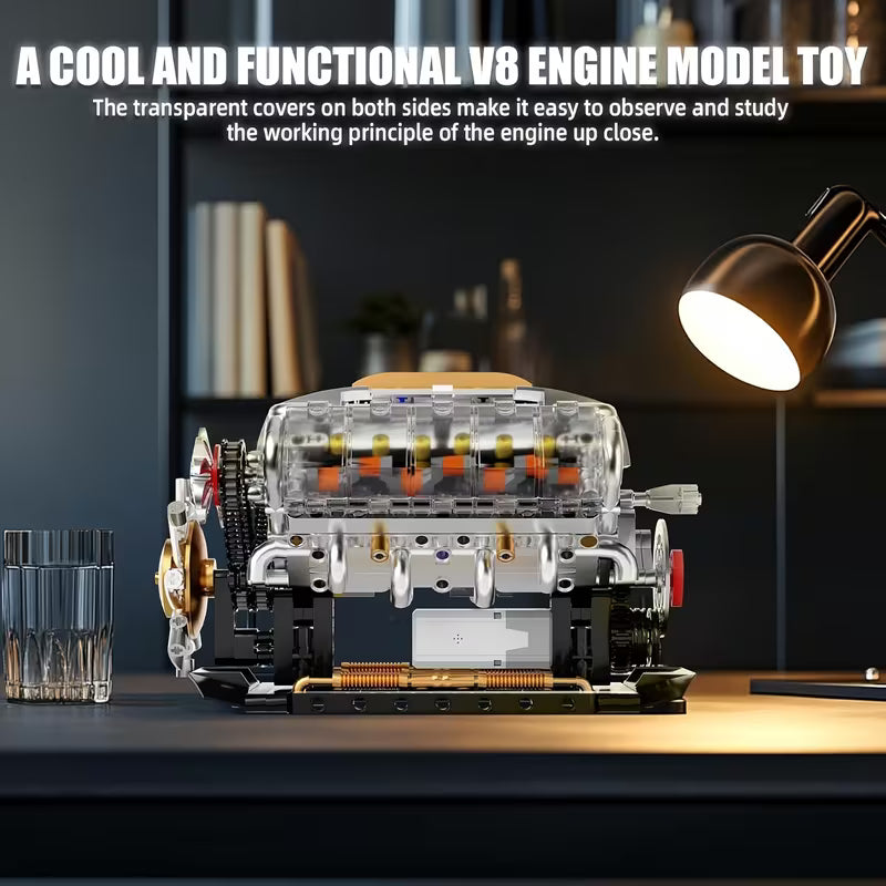 GOQI 3053-YC614 Mechanical Engine Building Set – L‑Type Inline Cylinder Model, 847pcs, Motorized Moving Parts, STEM Educational Toy Gift for Boys