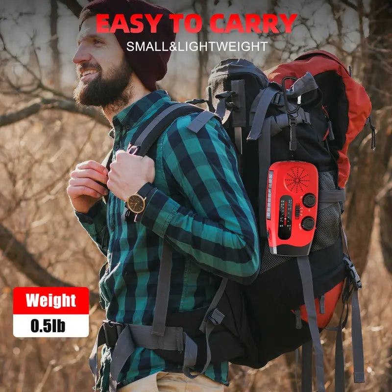 2000mAh Solar Hand Crank Emergency Radio, AM/FM/NOAA with LED Flashlight, for Hurricane Preparedness & Outdoor Survival Portable Fathersdaygift