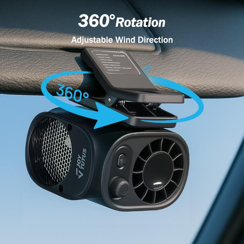 Car Clip On Fan with LED Display 360° Rotation 100 Speeds Adjustable USB Rechargeable Personal 1800mAh Battery Stepless Speed Adjustment - Charging