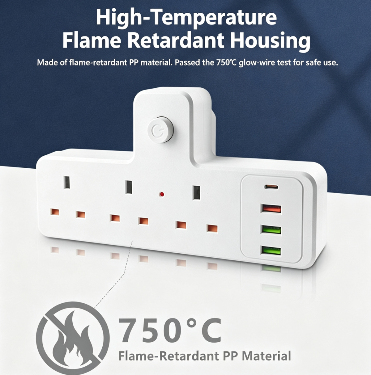 【New 26】UK 3-Way Multi Plug Adaptor, 13A Fused Wall Socket Extender with USB & PD Type-C Ports, Individual Switch, No Cable