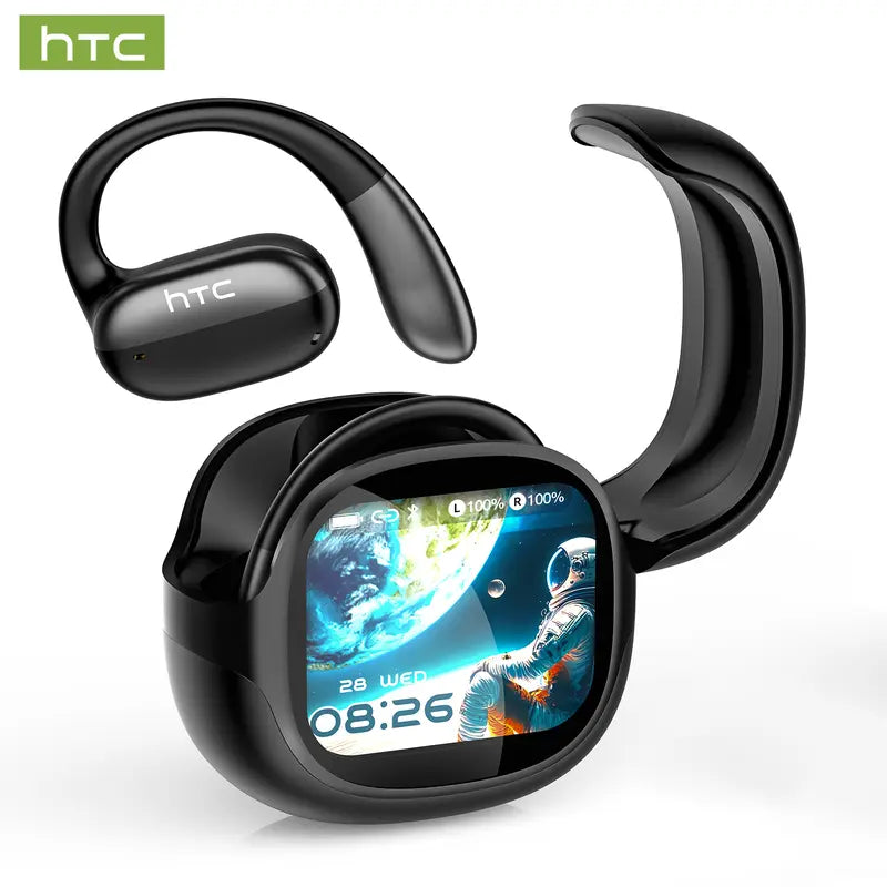 【26new】HTC NE58 OWS Translator Bluetooth Earbuds LED Multi-function Touchscreen Bluetooth 6.0 Headphones Real-time Translation in 134 Languages Hi-Fi Sound Quality HD Calls Suitable for Entertainment, Music, Travel, and Office