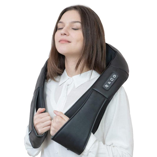 A neck and shoulder massager with heat pressing technology (gray back massage model) - a portable three-dimensional deep tissue kneading pillow for muscle relaxation, an excellent gift item. It enables you to relax your body and mind anytime and anywhere.
