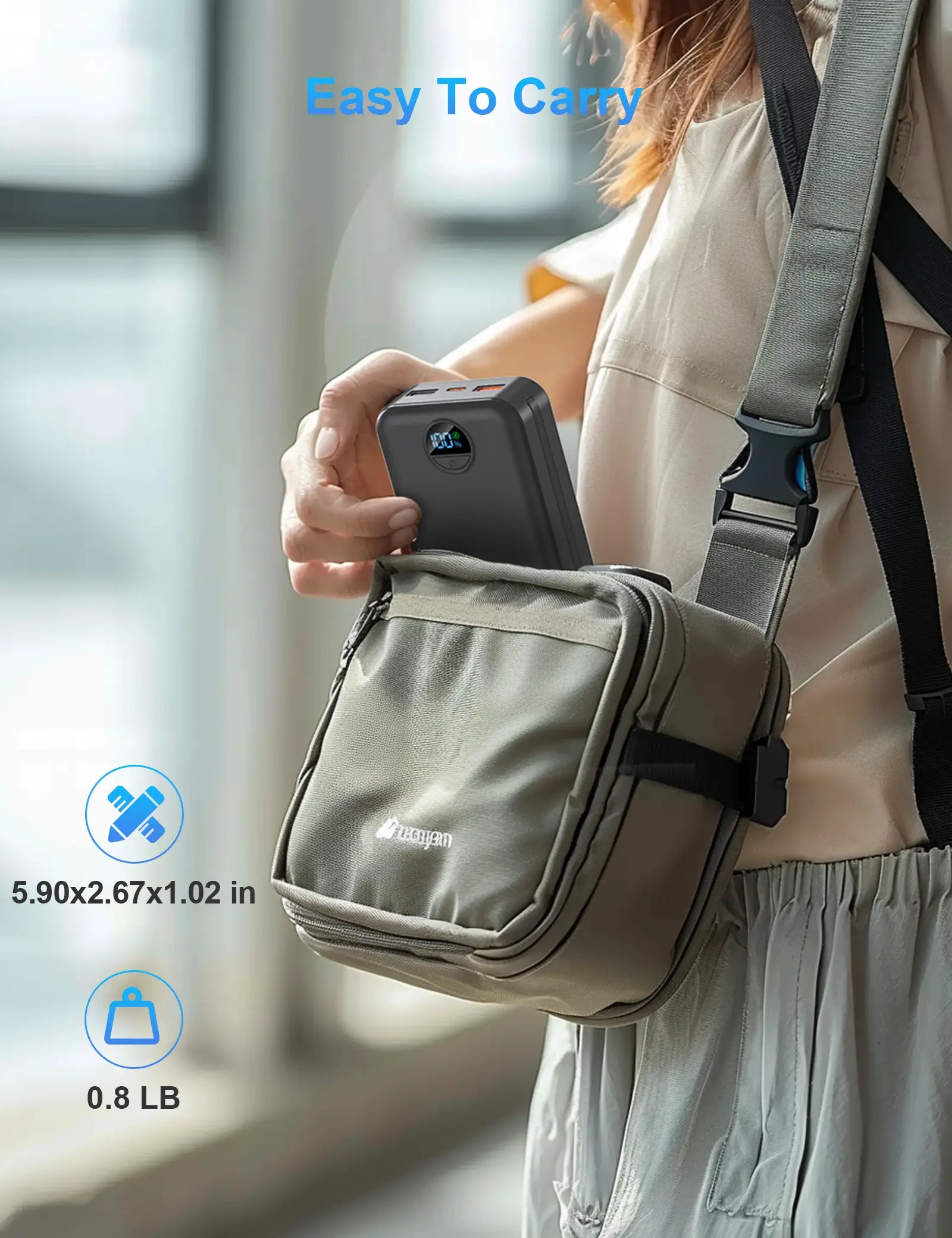 Summerwins 20000mAh Portable Power Bank - Compact, 22.5W Max Fast Charging, Built-in Wall Charger, Foldable AC Plug, Built-in Cable for iPhone 15 Series, Galaxy, USB-C Android Smartphones, Devices, Travel Use image 6