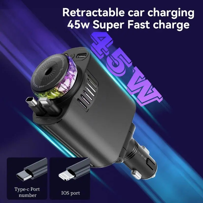 Starlight Retractable Car Charger with Aromatherapy, 5 in 1 Fast Charging 45W Car Phone Charger Adapter, USB C Car Accessories Compatible with iPhone 16/15/14/13/12/11 and Android image 9