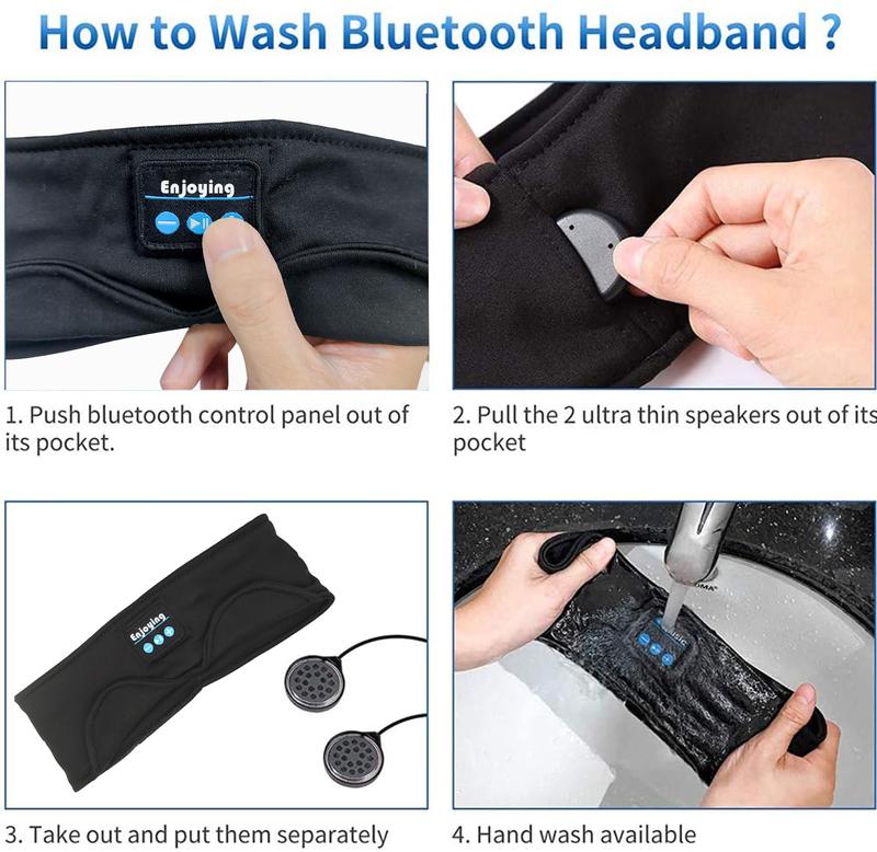 Sleep Headphones Bluetooth 5.2 Headband, Sports Wireless Earphones Sweat Resistant Earbuds with Ultra-Thin HD Stereo Speaker and Clear Audio for Workout Running Cool Gadgets Unique Gifts(Black) Electronic Headset Headphonesbluetooth