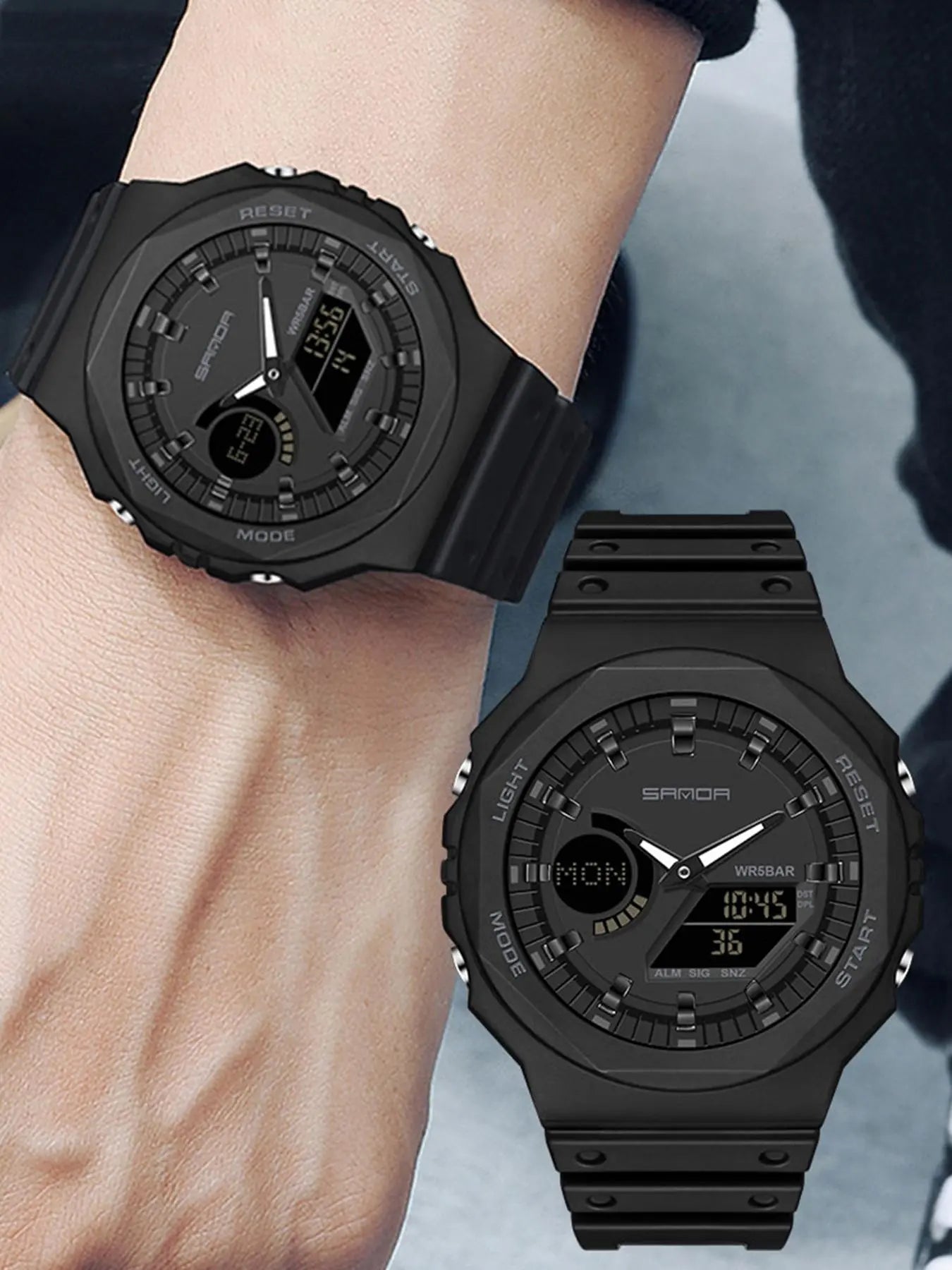 Men's Sportive Digital Analog Quartz Watch, Fashionable Digital Watch with Silicone Strap, Waterproof Watch with Digital Display for Men, Modern Waterproof Watch, Sporty Waterproof Watch, Digital Analog Watches, Modern Trendy Watch, Fashionable Wristwatch image 4