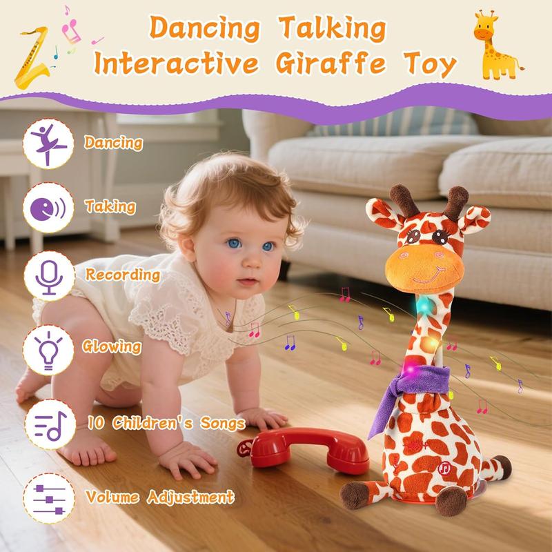 Dancing Talking Giraffe Toys - Electronic Rattle for Kids - Repeat Mimicking - Musical Sensory Plush Toy - Ideal Gift for Children's Day Birthday Christmas
