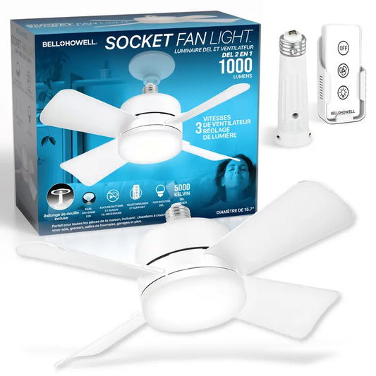Socket Fan - Remote Controlled Socket Ceiling Fan & Light