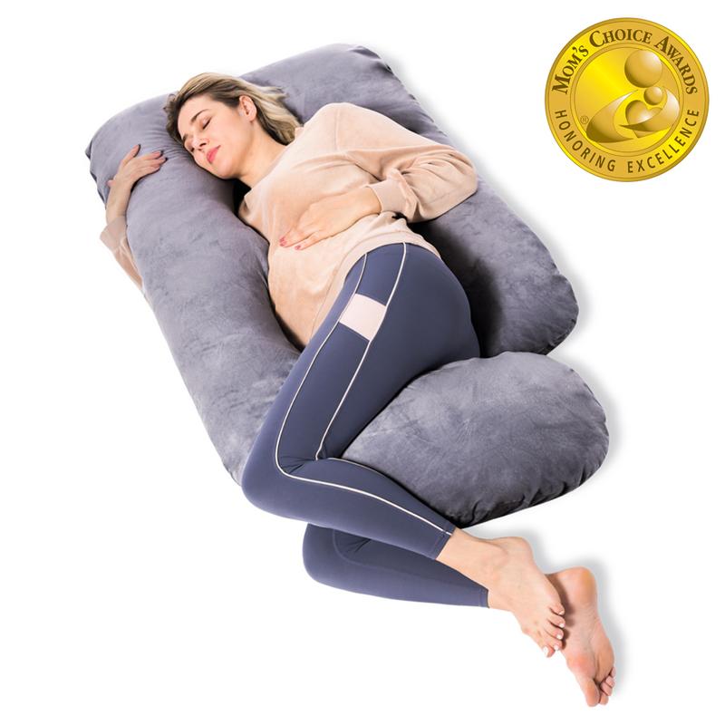 Momcozy Pregnancy Pillows, U Shaped Full Body Maternity Pillow with Removable Cover, 57 Inch Pregnancy Pillows for Sleeping, Grey！Buy 3 items at a 30% discount