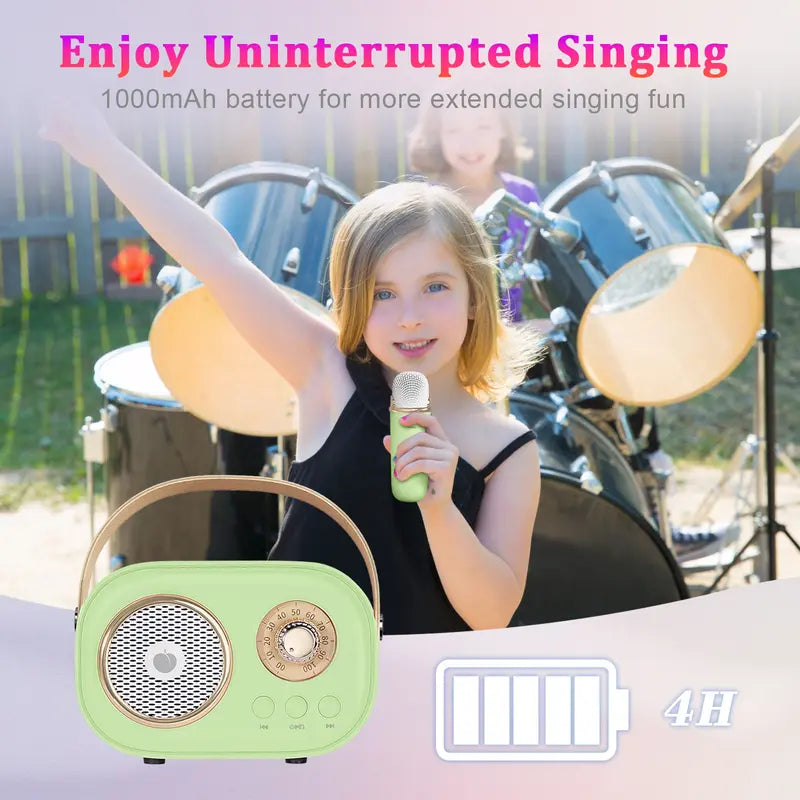 Mini Karaoke Machine Portable Bluetooth Speaker with Wireless Microphone 6 Sound Modes for Adults&Kids Birthday Home Farmily Friends Party Gifts for Girls Boys Friends Audio equipment *1  Microphone *2