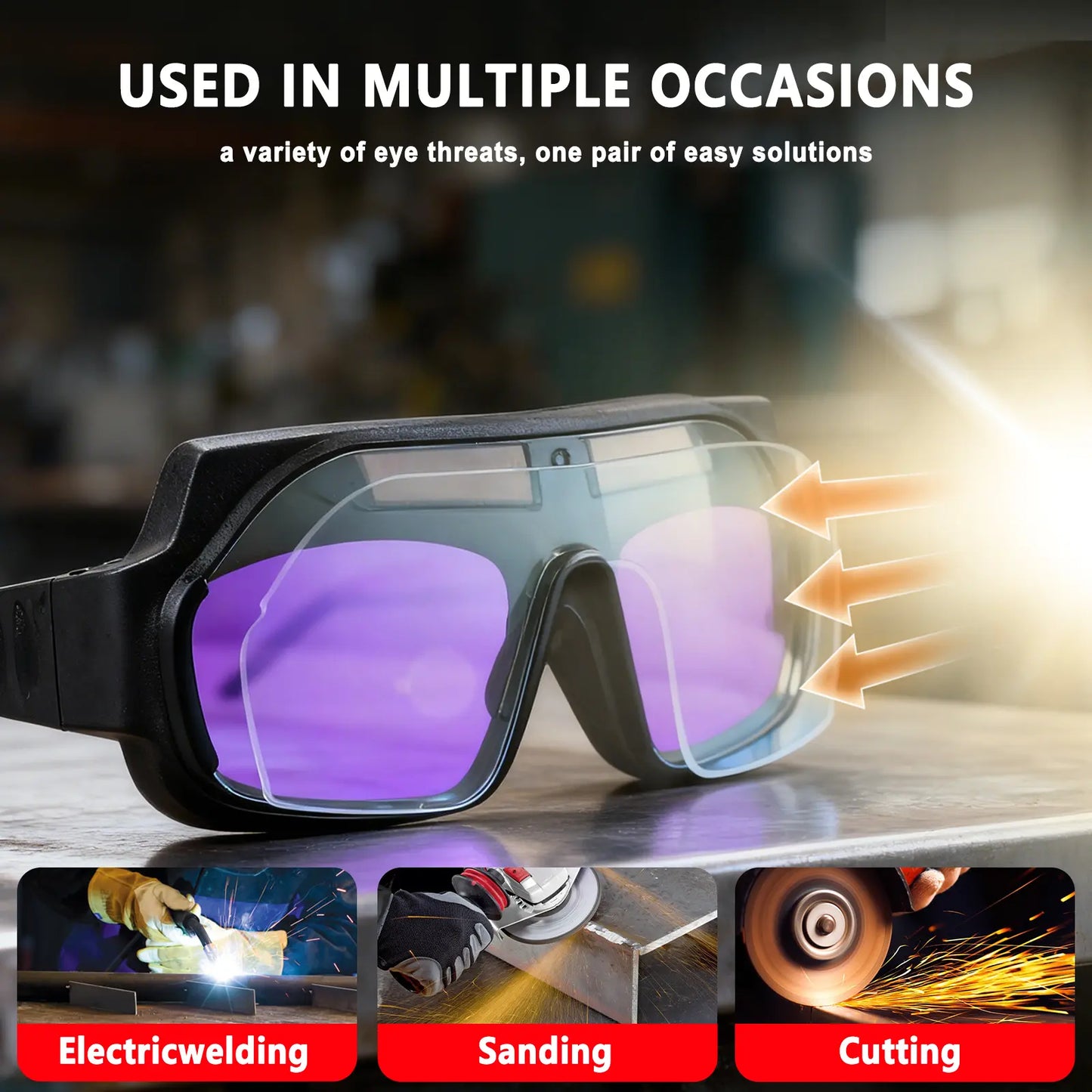 FIRMOAK Auto-Darkening Welding Goggles | UV/IR Protection & 1/25000s Reaction - TIG/MIG/ARC Helmet with Clear Lens, Welding Accessories, Tig/Mig/Arc Helmets image 4