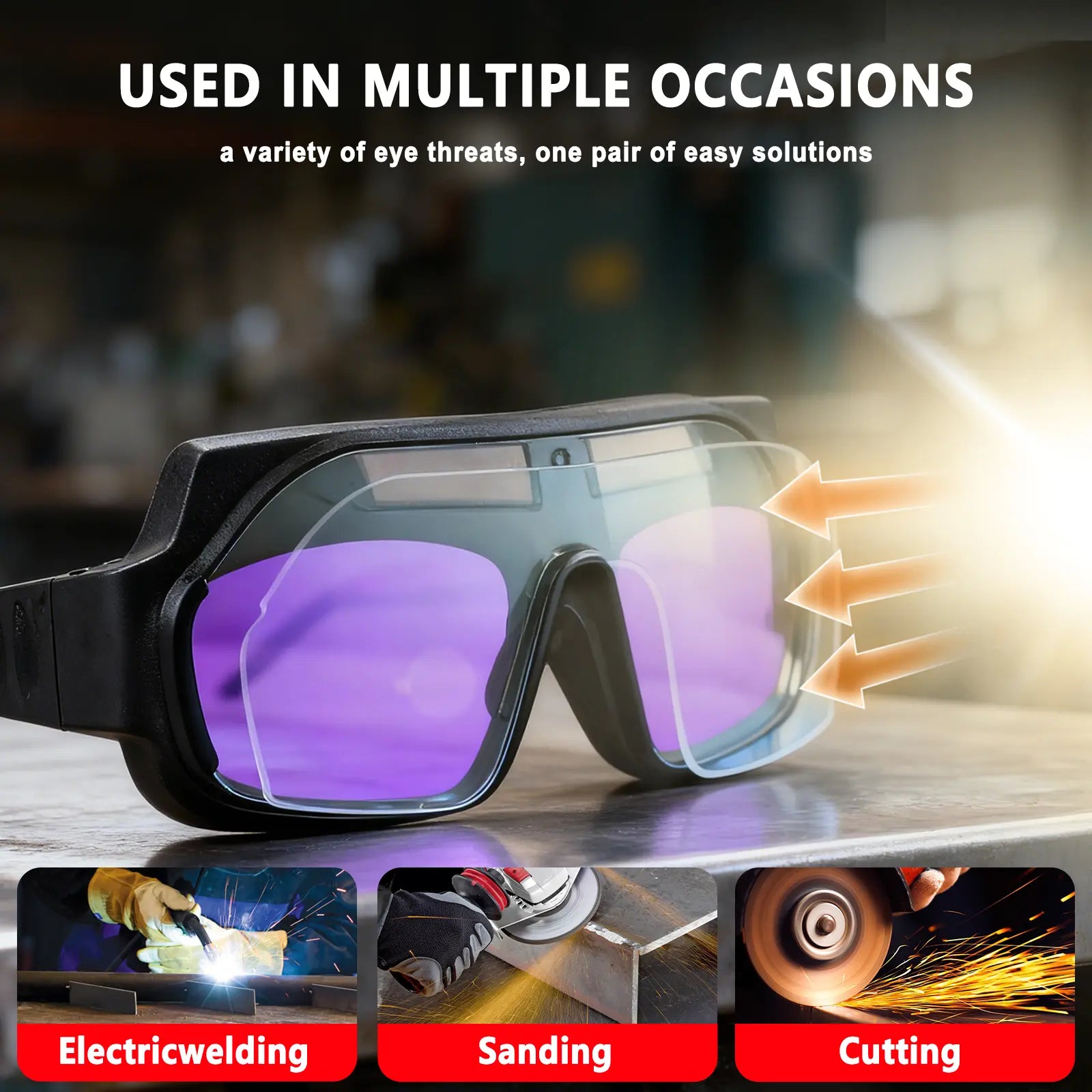FIRMOAK Auto-Darkening Welding Goggles | UV/IR Protection & 1/25000s Reaction - TIG/MIG/ARC Helmet with Clear Lens, Welding Accessories, Tig/Mig/Arc Helmets image 4
