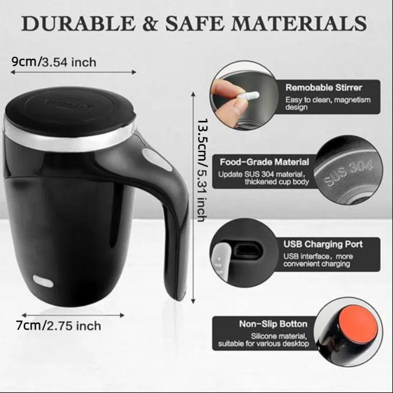 Automatic Magnetic Stirring Coffee Mug, Electric Stainless Steel Self Mixing Coffee Tumbler, Valentine's Day Gift, Rotating Home Office Travel Mixing Cup[Hand Wash Only Avoid Washing USB Port]