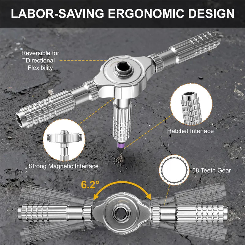 【26new】 40 in 1 Magnetic Ratchet Screwdriver Set with 38 Alloy Steel Bits,T-Handle,Smooth Ratcheting,Strong Magnetic Grip,Rust-Resistant,Portable Compact Tool Kit for Furniture,Bicycle,Home Appliance Repair,Ideal,HandymanDIY Lovers