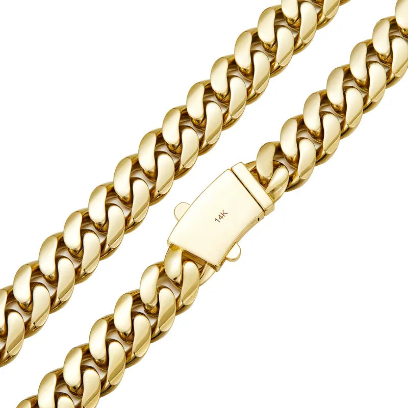 Cuban Necklace Miami Link Chain with Diamond Clasp Anti-Friction for Men Women Stainless Steel Thick Chain Hip Hop Jewelry 14mm wide, 24 inches longColorfast Waterproof Thickened Black Friday