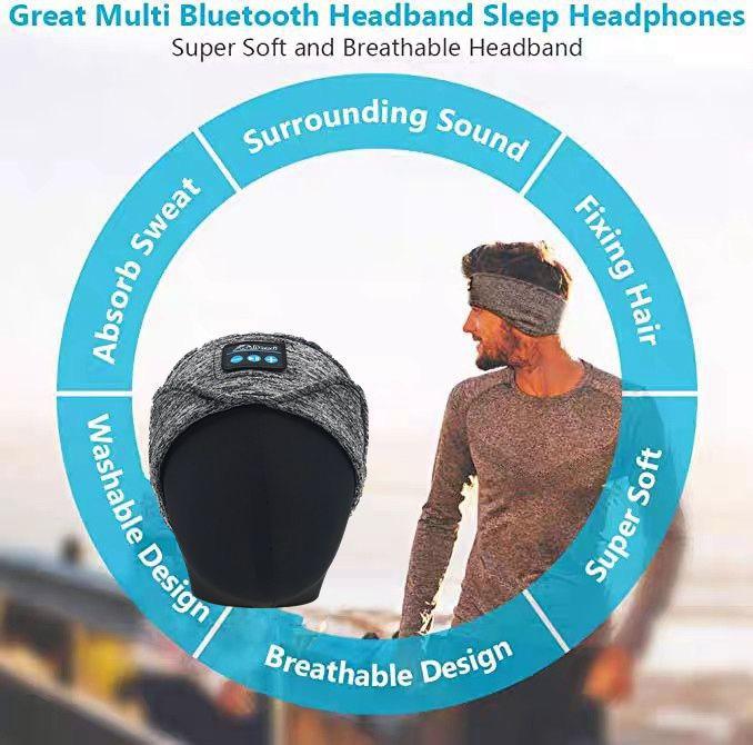 Sleep Headphones Bluetooth 5.2 Headband, Sports Wireless Earphones Sweat Resistant Earbuds with Ultra-Thin HD Stereo Speaker and Clear Audio for Workout Running Cool Gadgets Unique Gifts(Black) Electronic Headset Headphonesbluetooth