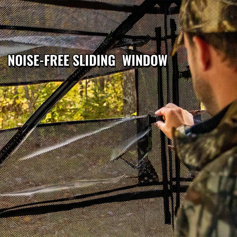 [Amazing Offer]  Hunting Blind See Through with Carrying Bag, 2-3 Person Pop Up Ground Blinds 270 Degree, Portable Resilient Hunting Tent for Deer & Turkey Hunting Camouflage Sliding Windows