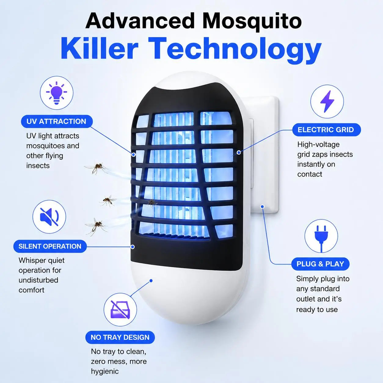 UV Mosquito Trap Lamp, Bug Insect Zapper for Bedroom, Patio Use - Safe, Chemical-Free Home Pest Control Device for Indoor & Outdoor Applications image 3