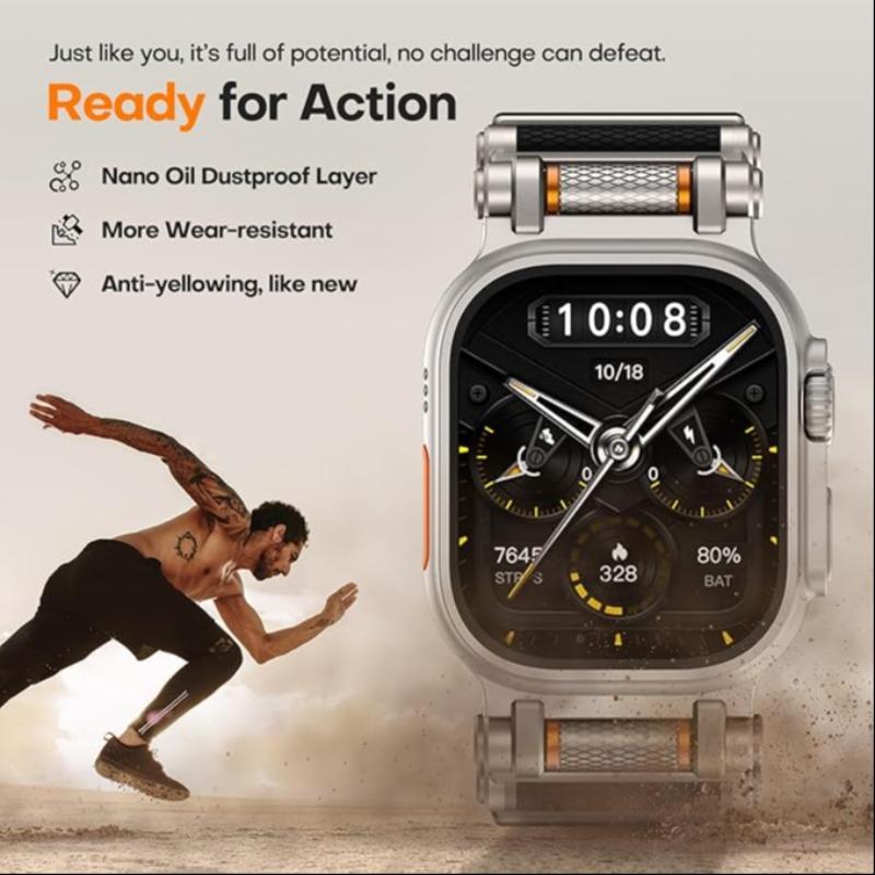 Sport Band for Apple watch Ultra 2/Ultra 49mm - Rugged Military-Grade Silicone with Stainless Steel Connector | Compatible with All Series 10-4 & SE | Waterproof Sport Strap (44-49mm) - Black Sport Design