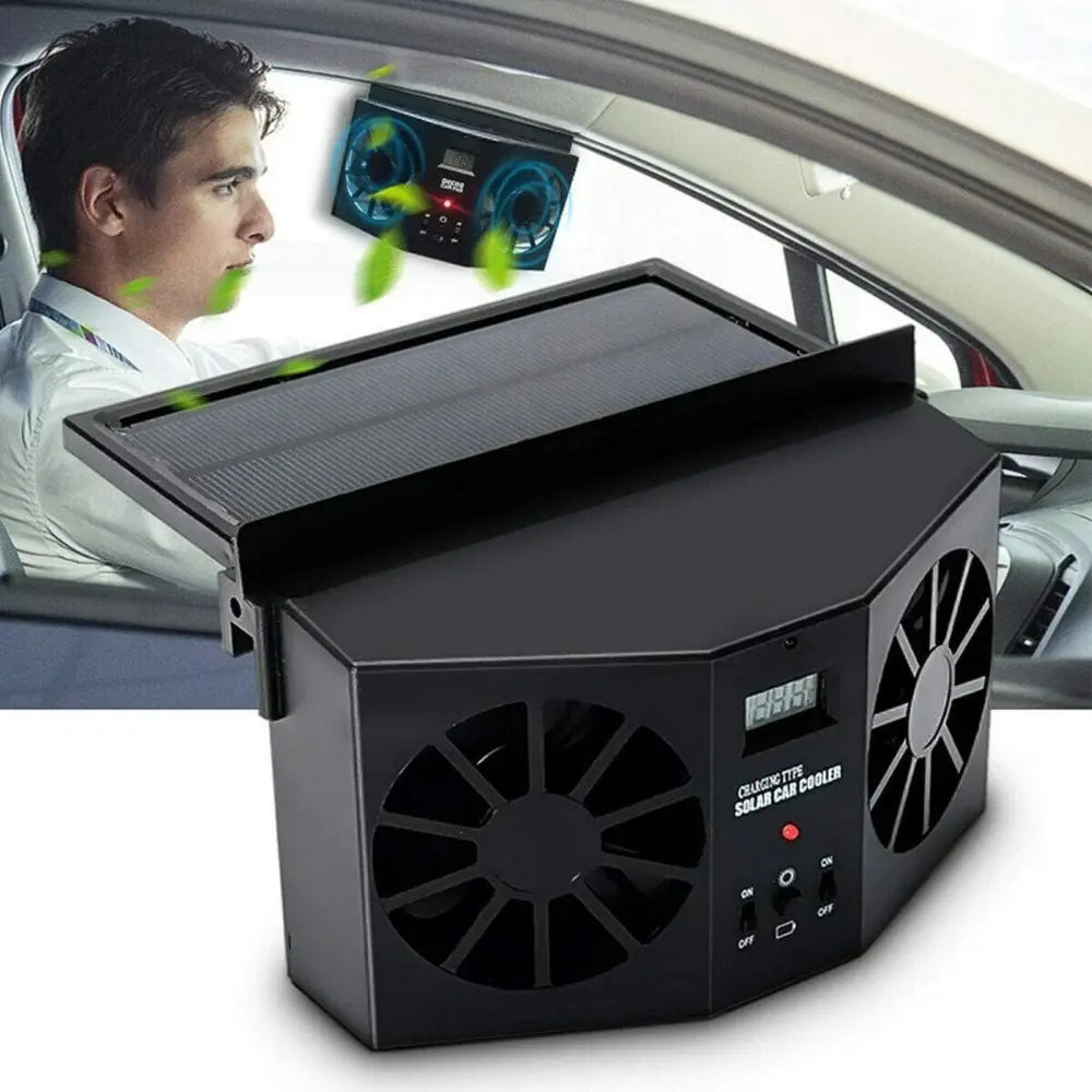 Solar-Powered Car Window Exhaust Fan – Energy-Saving Ventilator with Air Purifier & Radiator Function, USB Car Fan for Front/Rear Windows, Reduces Heat & Odors, Solar Auto-On, Compact Quiet, Perfect for Parking & Summer Driving Comfort