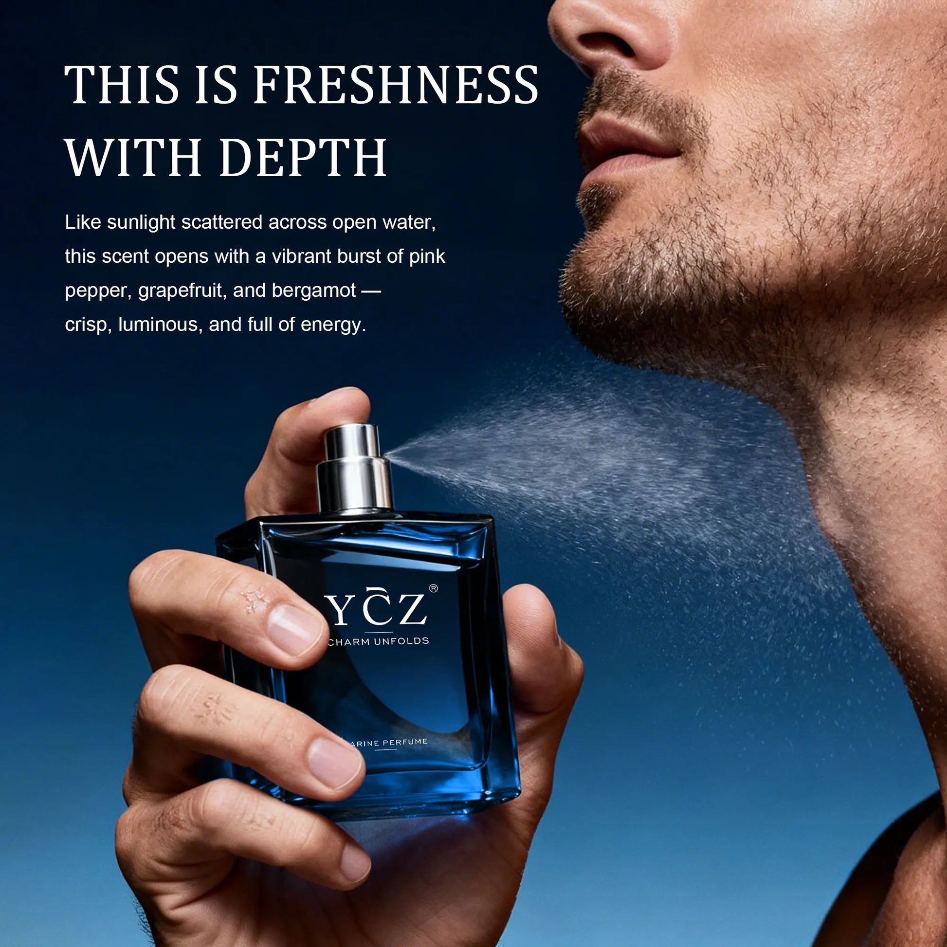 YCZ Midnight Marine Eau de Parfum 1.7oz | Aromatic Marine Fragrance for Men, Magnetic & Sensual, Long-Lasting for Dates and Everyday Wear, Inspired by the Effortless Attraction That Naturally Draws People Closer image 7