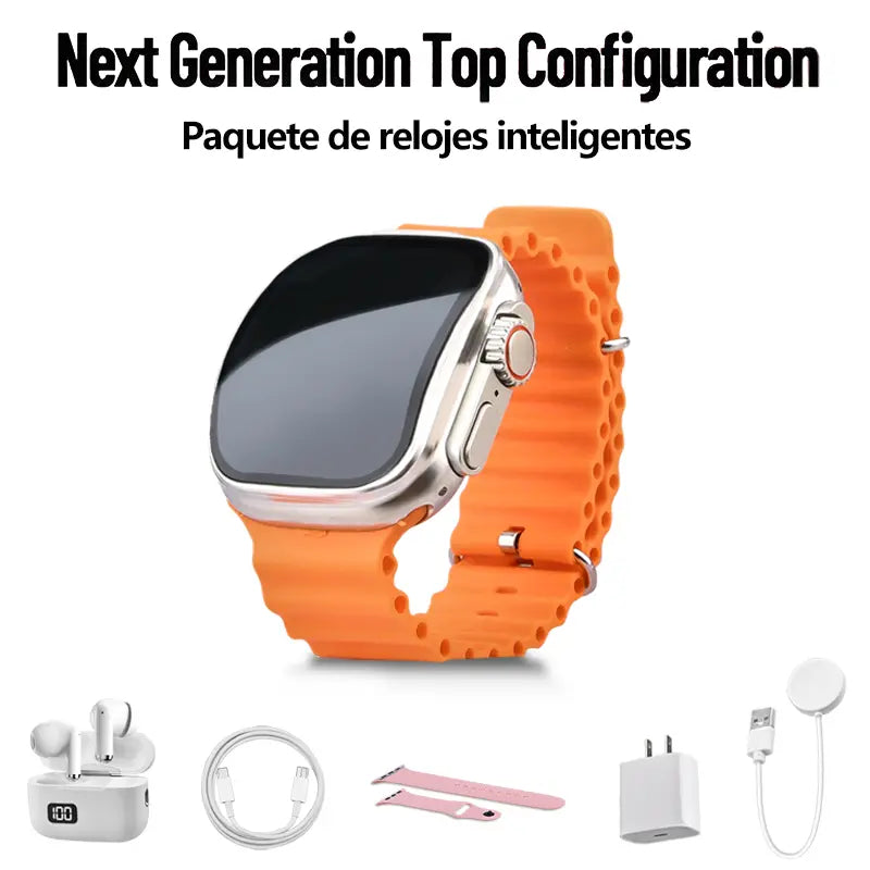 Smartwatch Set: Smartwatch, Bluetooth headphones, 20W fast charger, Type-C cable, adapter, and audio support—compact and portable. Headphone device. Wearable Smartphone Chargeable