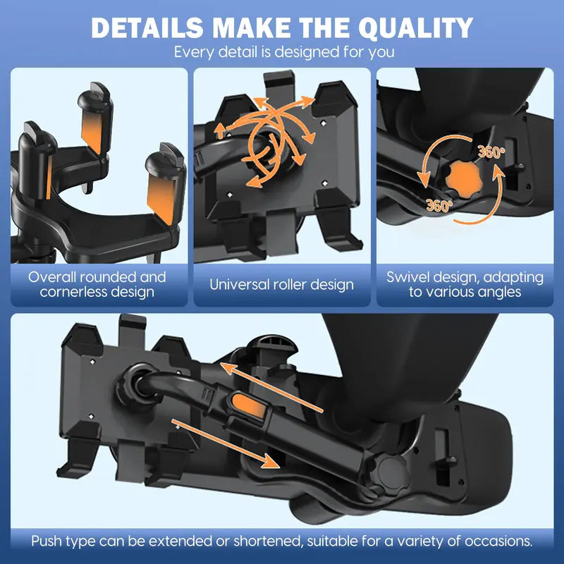 Rearview Mirror Phone Holder for Car, 360° Rotating Rear View Mount with Adjustable Arm Length, Multifunctional and GPS Universal Car All Smartphones