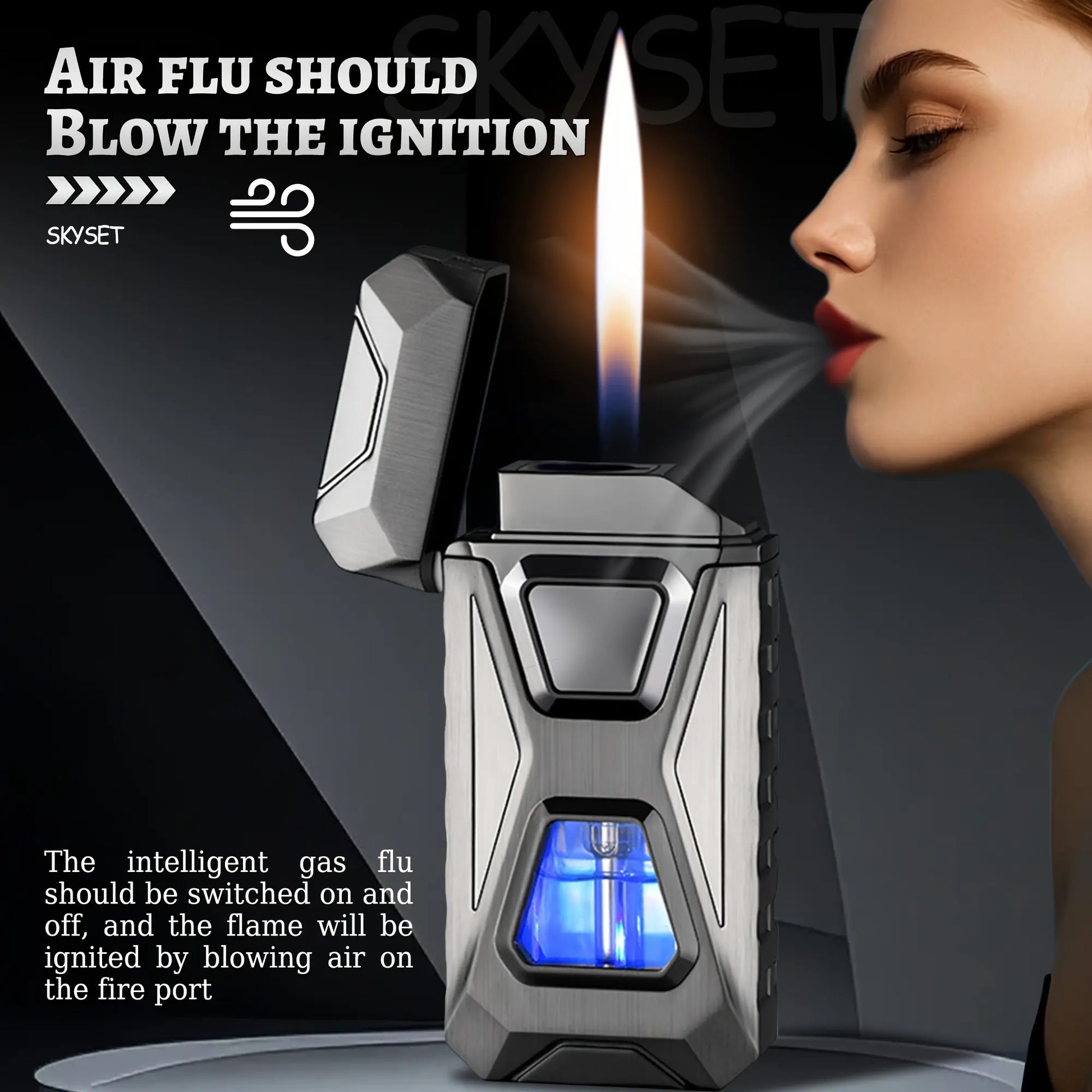 Rechargeable Type-C Butane Men's Lighter, Intelligent Voice Control Electronic Ignition, Stainless Steel Windproof Fast Charging Tool, Gift-Box Unboxing Gifts for Him Adult image 4