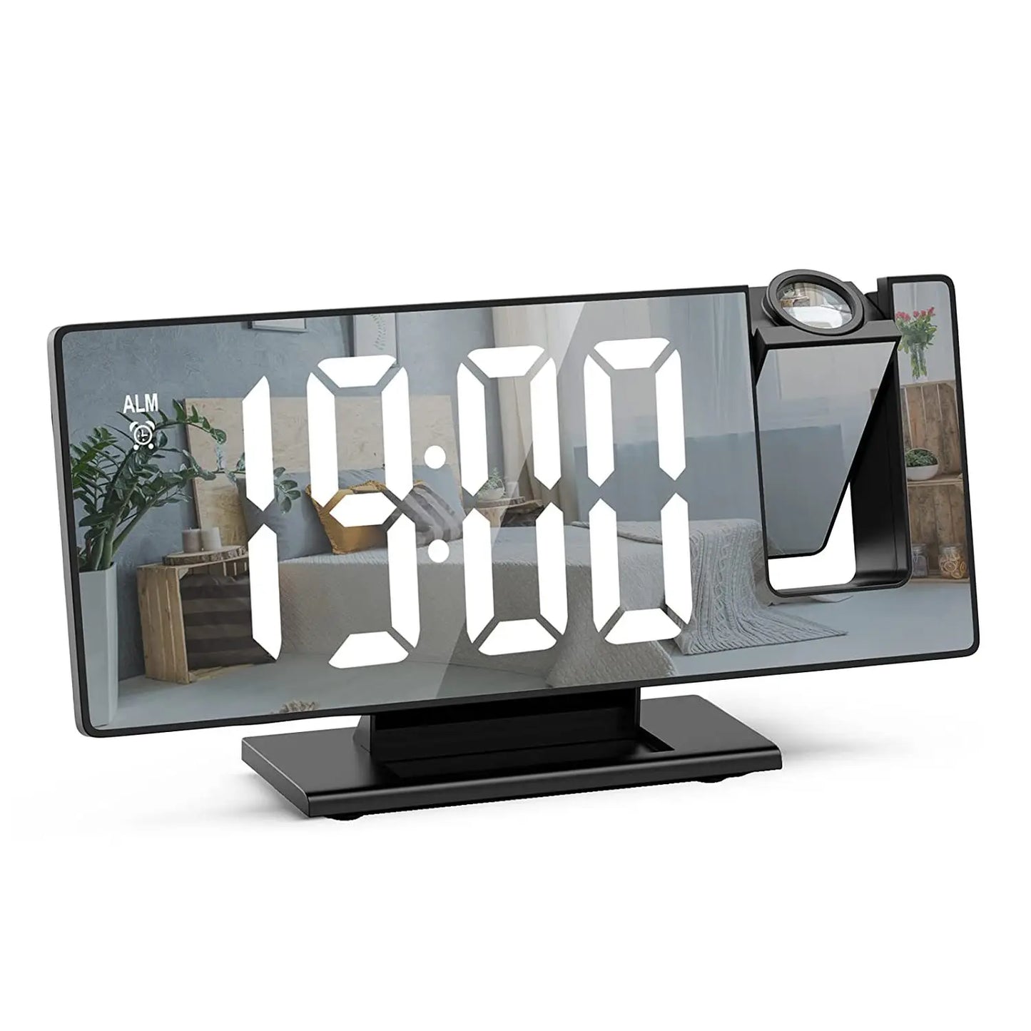 LED Digital Projection Alarm Clock 7.8" Large Display 180° Rotatable Projector Date Week Display Adjustable Brightness Sleep Mode Voice Control 12/24H Time Format image 5