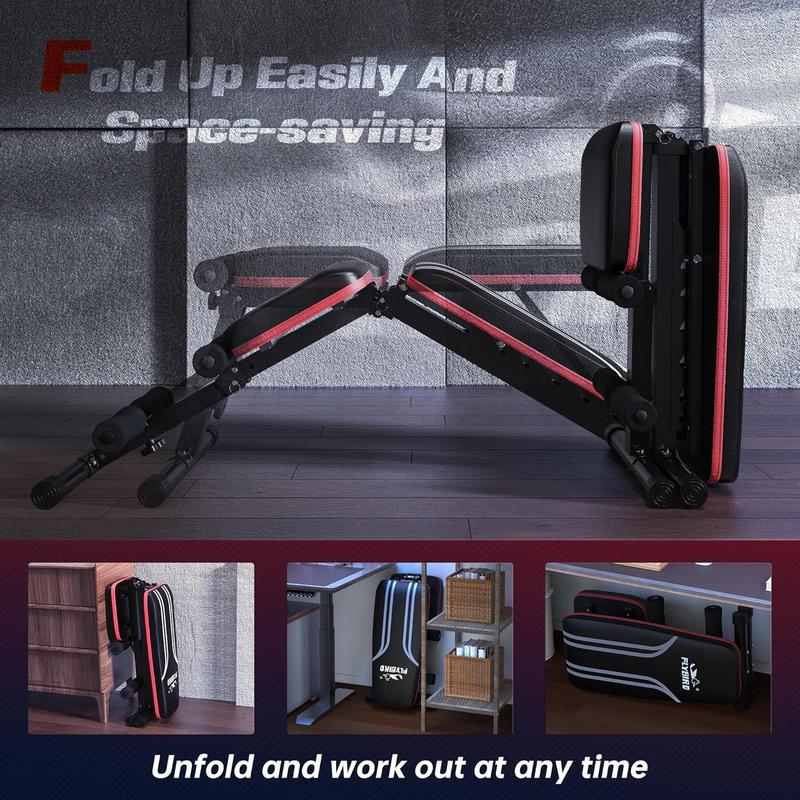 Adjustable Weight Bench Workout Bench for Home Gym, 15 Degree Decline Sit-Up, Resistance Bands/No Resistance Bands