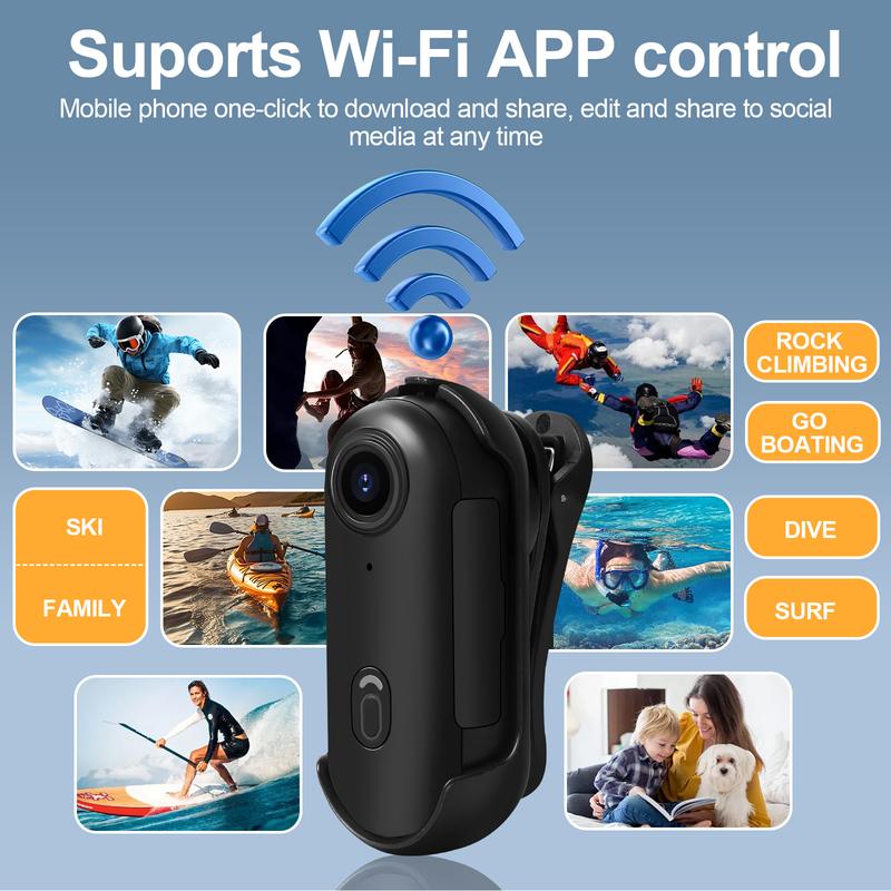 Thumb Action Camera, Thumb POV Portable Body Cam, Tiny Size, Hands Free, Mount Anywhere Magnetic Sport DV, Bike Cycling, Pet, Vlogging Card Water Proof