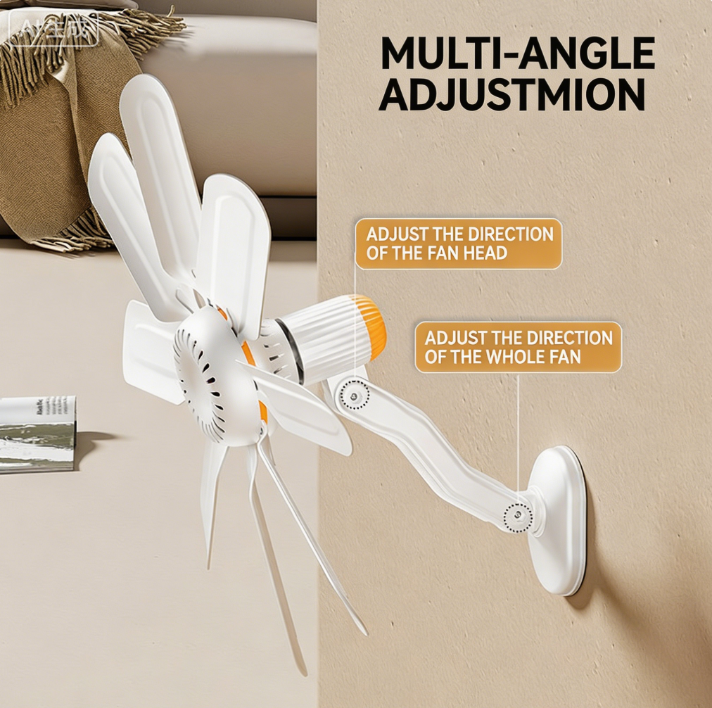 （2-Pack Wall-Mounted Fan）Portable Wall-Mounted Fan, Drill-Free Hook-On Design, Easy Installation for Home/Office/Kitchen
