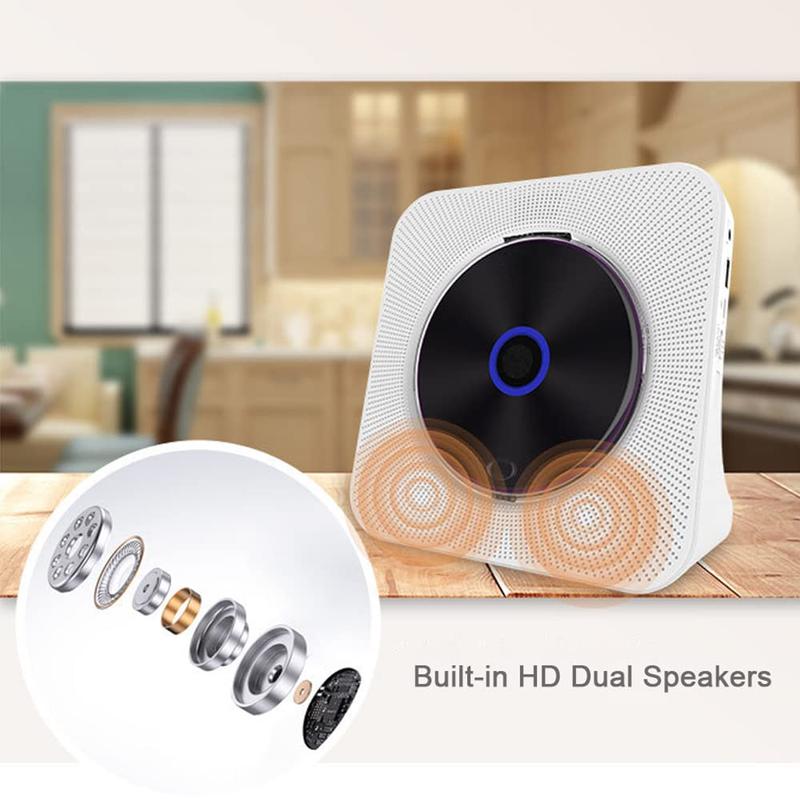 MEGICOT Portable CD Player, Desktop Vertical MP3 Music Player with Built in Speaker, Bluetooth-compatible CD Player with Remote Control, FM Radio, USB Flash AUX, DVD