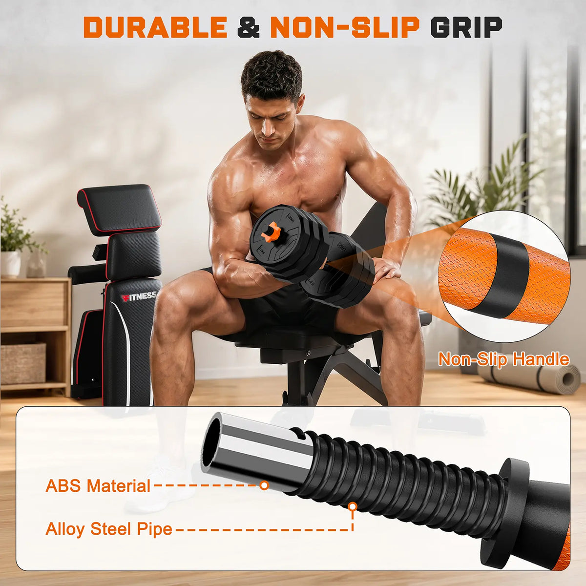 Adjustable Dumbbell Set, 44/66/88 lbs Weight Set Use as Dumbbell, Barbell, Kettlebell and Push-up Pesas Para Ejercicios en Casa, Christmas gift idea Msulti-functional Fitness Exercise Equipment for Home Gym，SummerVibes image 5