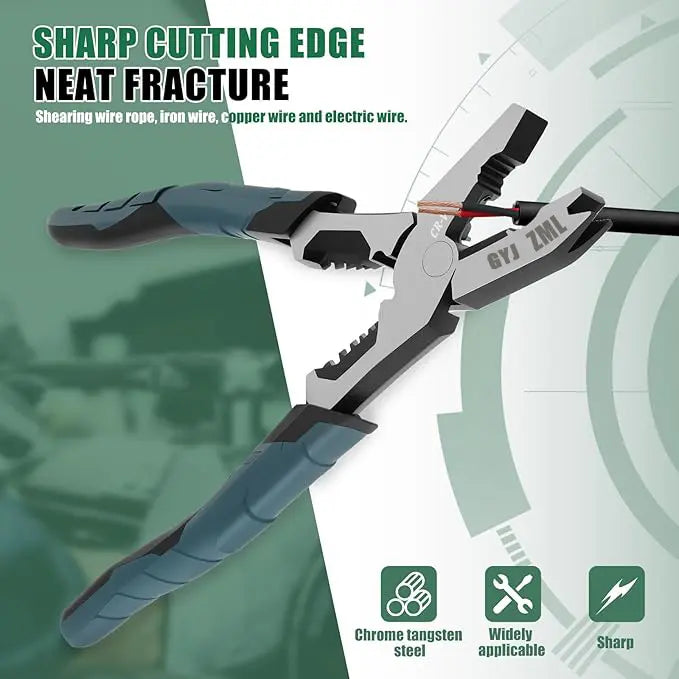 【DealsForYouDays】 6-in-1 Multi-Function CR-V Steel Wire Stripper Pliers, Diagonal Cutters with Adjustable Cutting Depth and Sharp Blades for Nails and Electrical Cables, Hardware Wirecutters, Construction Tool, Hand Tools Wire Stripping Machine Wirepliers image 8
