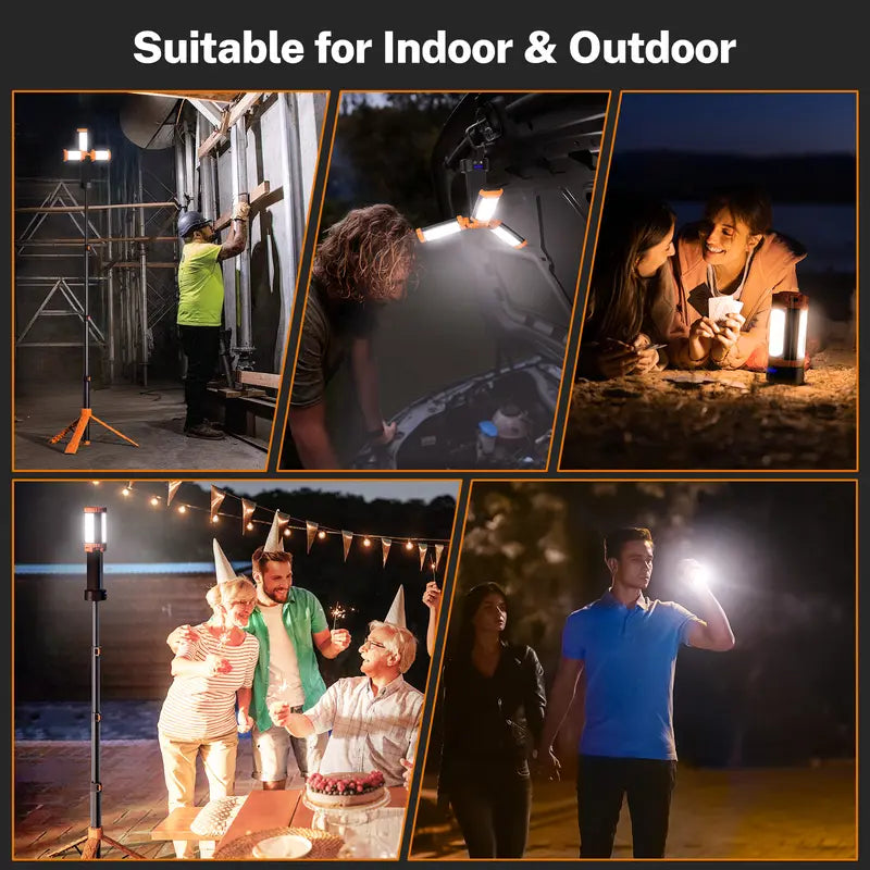 25new Rechargeable 10000mAh Camping Light with Detachable Tripod ( 1.75 to 6.5 Feet ), 2200 Lumens Cordless Dimmable Work Light & Emergency Light Outdoor Hiking Gear