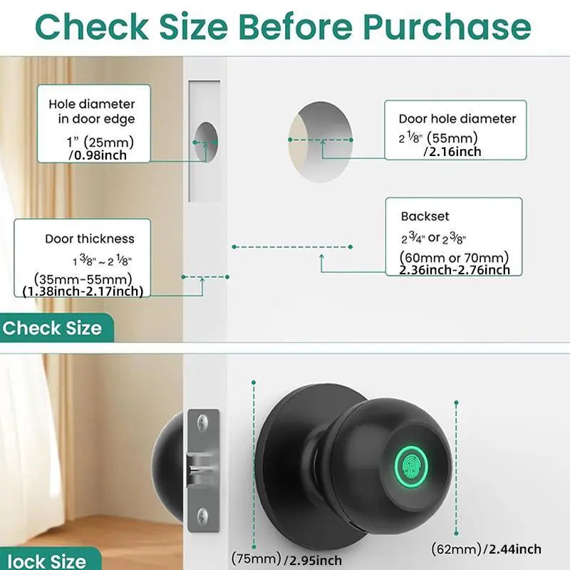 Smart Fingerprint Door Lock, 1pc Smart Lock with Anti-theft Function, Intelligent Door Knob with APP Suitable for Rooms, Offices, Apartments, Warehouses, and Garages Dealsforyoudays Handle Hardware
