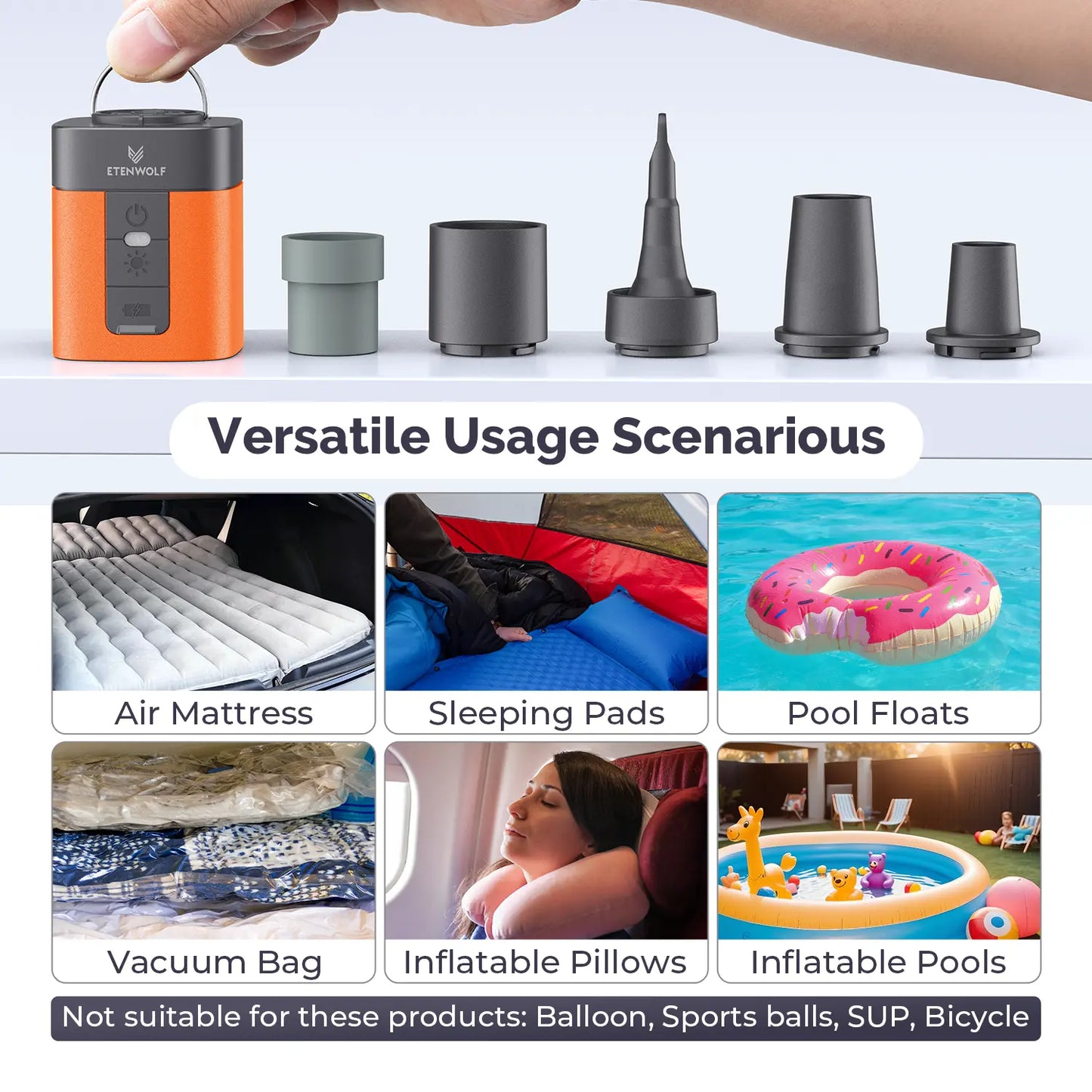 Cash on Delivery Multifunctional Inflation Pump, Wireless Outdoor Air Pump with Charging & Lighting Function Portable Electric Air Compressor for Camping Inflatable Goods