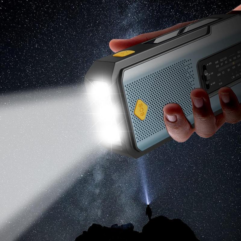 Hand-Crank/Solar Radio, Emergency Audio Radio Equipment with 2000mAh Power Bank & LED Light, Summer Portable Compact SOS Alarm Weather Radio, Outdoor Essentals, Gift