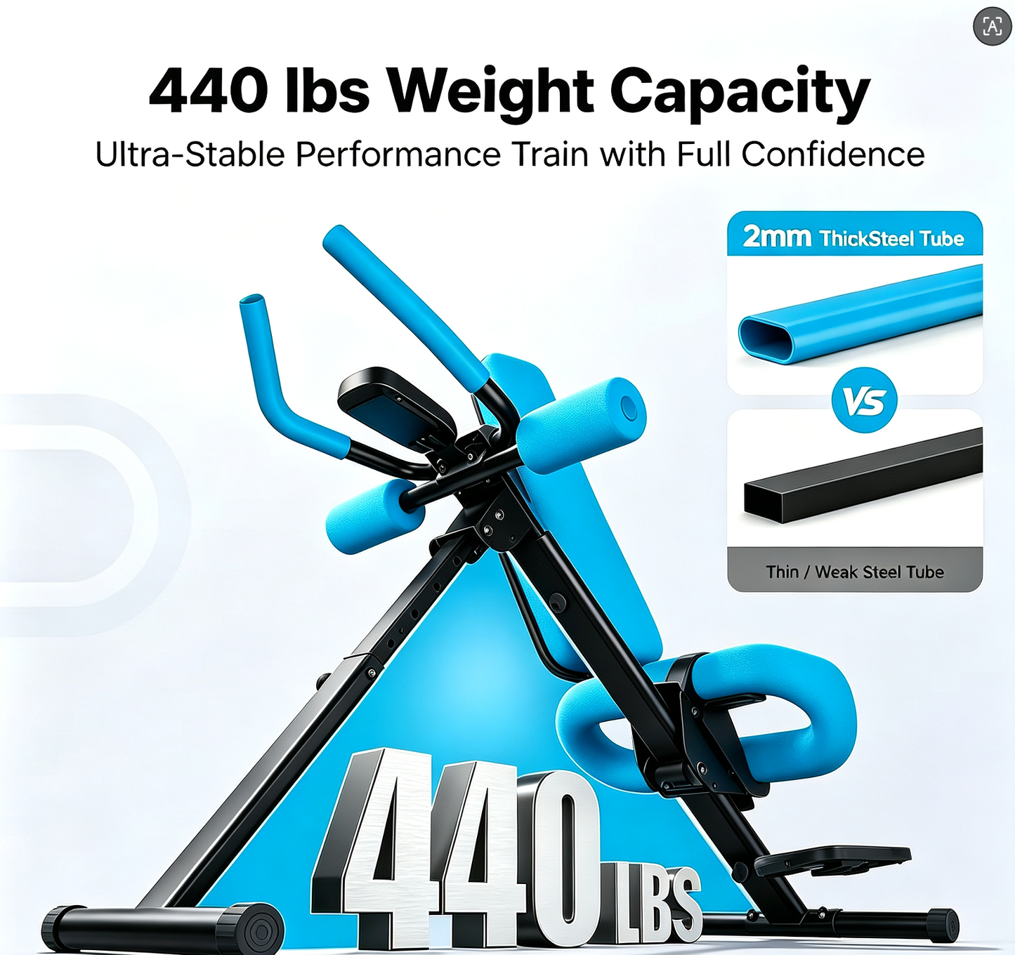 【Blue】Adjustable Ab Trainer Machine with LCD Monitor, 10‑level adjustable resistance, Foldable Ab Exercise Machine for Abs, Arm, Leg, Buttocks Shaper, Core & Ab Trainer for Home Gym, Suitable for Men and Women