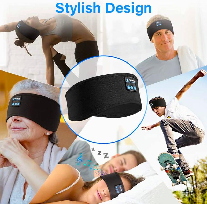 Sleep Headphones Bluetooth 5.2 Headband, Sports Wireless Earphones Sweat Resistant Earbuds with Ultra-Thin HD Stereo Speaker and Clear Audio for Workout Running Cool Gadgets Unique Gifts(Black) Electronic Headset Headphonesbluetooth
