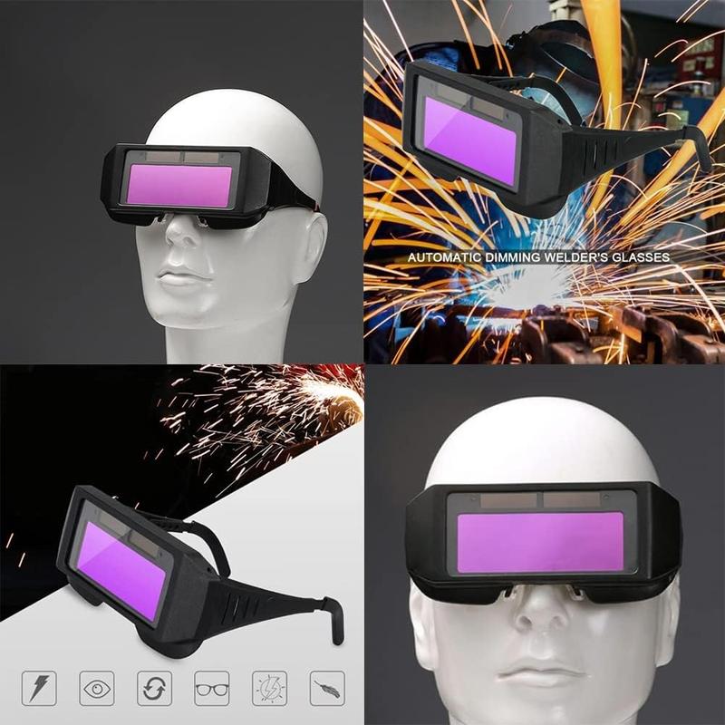 1PCS set of welding safety goggles with solar automatic dimming, equipped with 5 protective lenses
