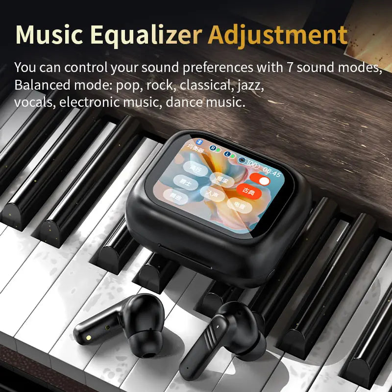 Cash on Delivery – Wireless Earphone, Noise Cancelling Bluetooth Earbuds with Smart Touch Display Charging Case, Lightweight Sport Headset for Gym, Long Standby, Waterproof In-Ear Headphones for iPhone – Multilingual, Chargeable Audio Electronic
