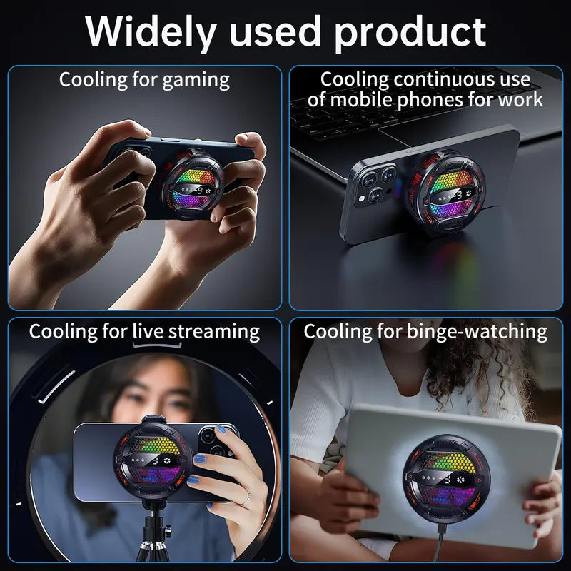 Mobile Phone Cooler – Semiconductor Cooling with Adjustable Modes & LED Display, Compatible with iPhone & Android for CODM PUBG Mobile Freefire Gamers, Secure Clip Mount