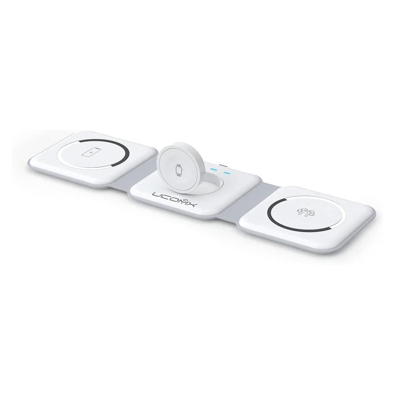 3 in 1 Wireless Charging Station for iPhone, Foldable Travel Cellphone Charger for iPhone AirPods iWatch Smartphone Christmas Gifts