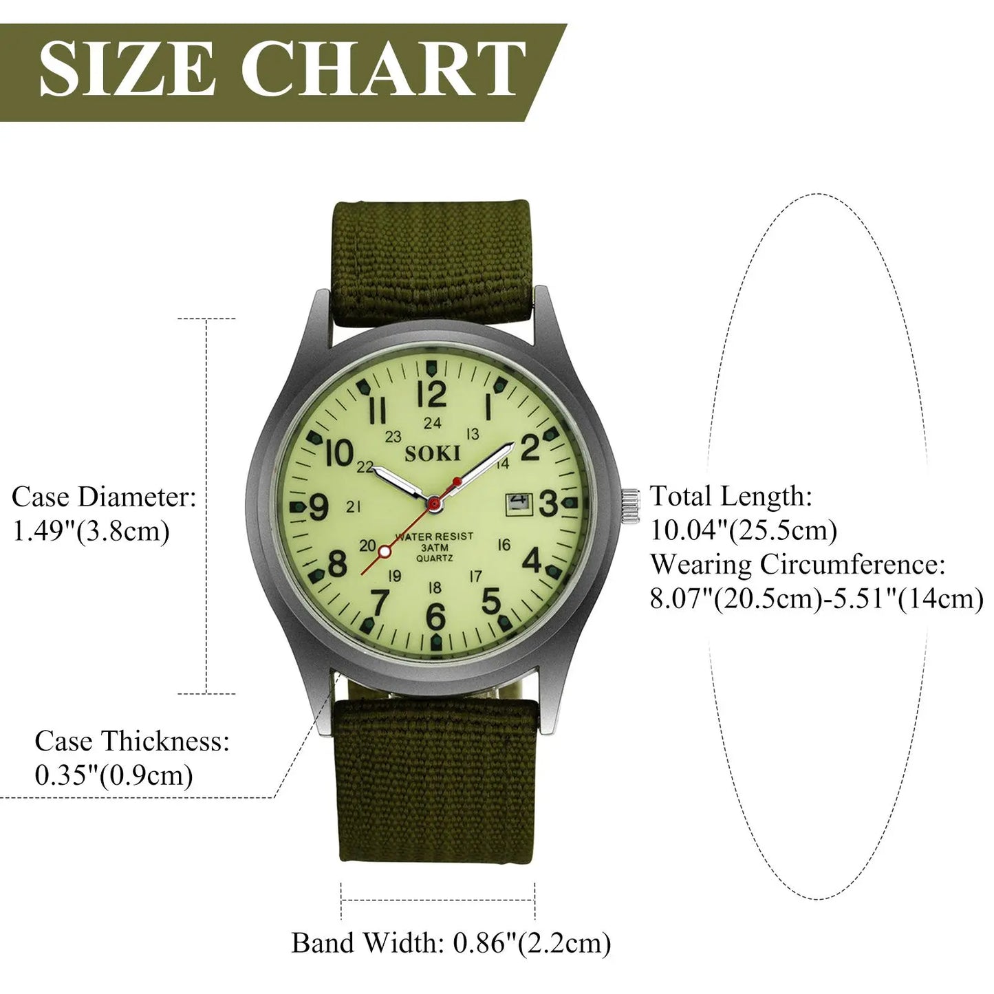 OIDEA Men's Tactical Military Watch - Men's Accessories, 24-Hour Analog Quartz Field Wristwatch with Luminous Hands, Extended Nylon Band summerwins image 2