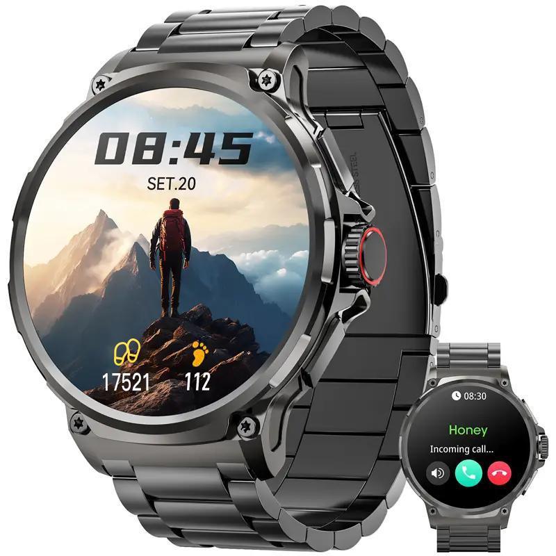 Smart Watches for Men(Answer/Make Call), 1.85" Round Big Screen Fitness Tracker, Waterproof Fitness Watch for Android/iOS Phones, Wireless Smartwatch