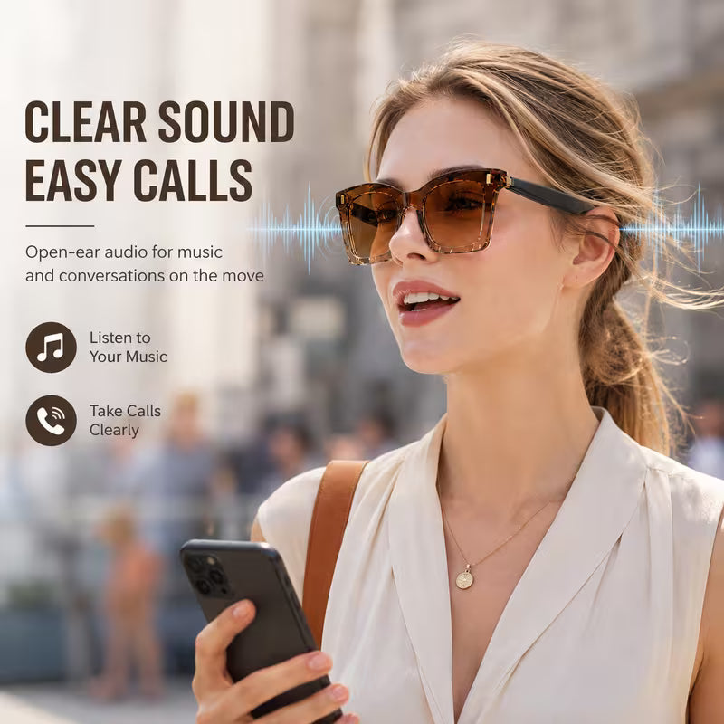 2026 New Women Cat‑Eye Smart Glasses – Bluetooth 6.0 Wireless Audio, Smart Wear Sensor, Auto‑Pairing – Perfect for Driving, Daily & Outdoor Activities