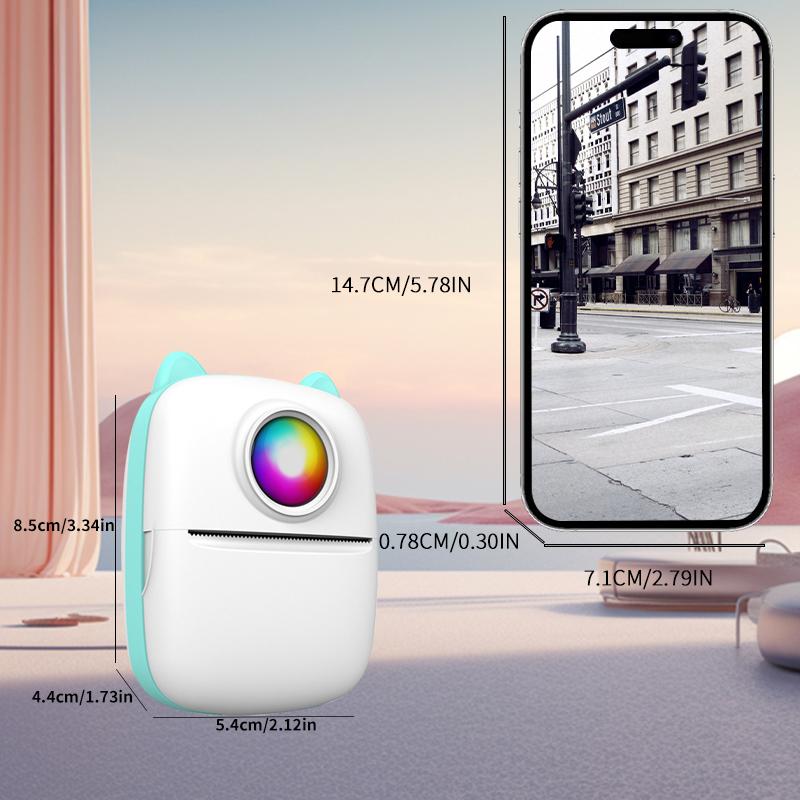 Portable Wireless Sticker Printer- Mini Bluetooth Thermal Printer- Photo, Label, Sticker, Text, List Printing- Connected to Mobile Phones- for Students, Kids Use