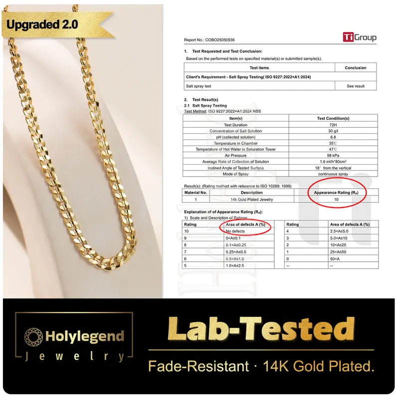 14K gold plating-Plated Cross Necklace for Men, Advanced Nanotech Tarnish-Free Cuban Figaro Rope Miami Chains with Jesus Crucifix Pendant, 24” Long , Christian Religious Jewelry Gift